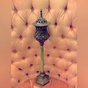 BRONZE AND GLASS CANDLESTICK HOLDER